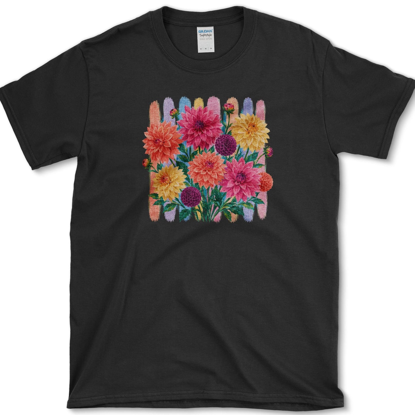 Dahlias artwork featuring dahlia and flower on a t-shirt