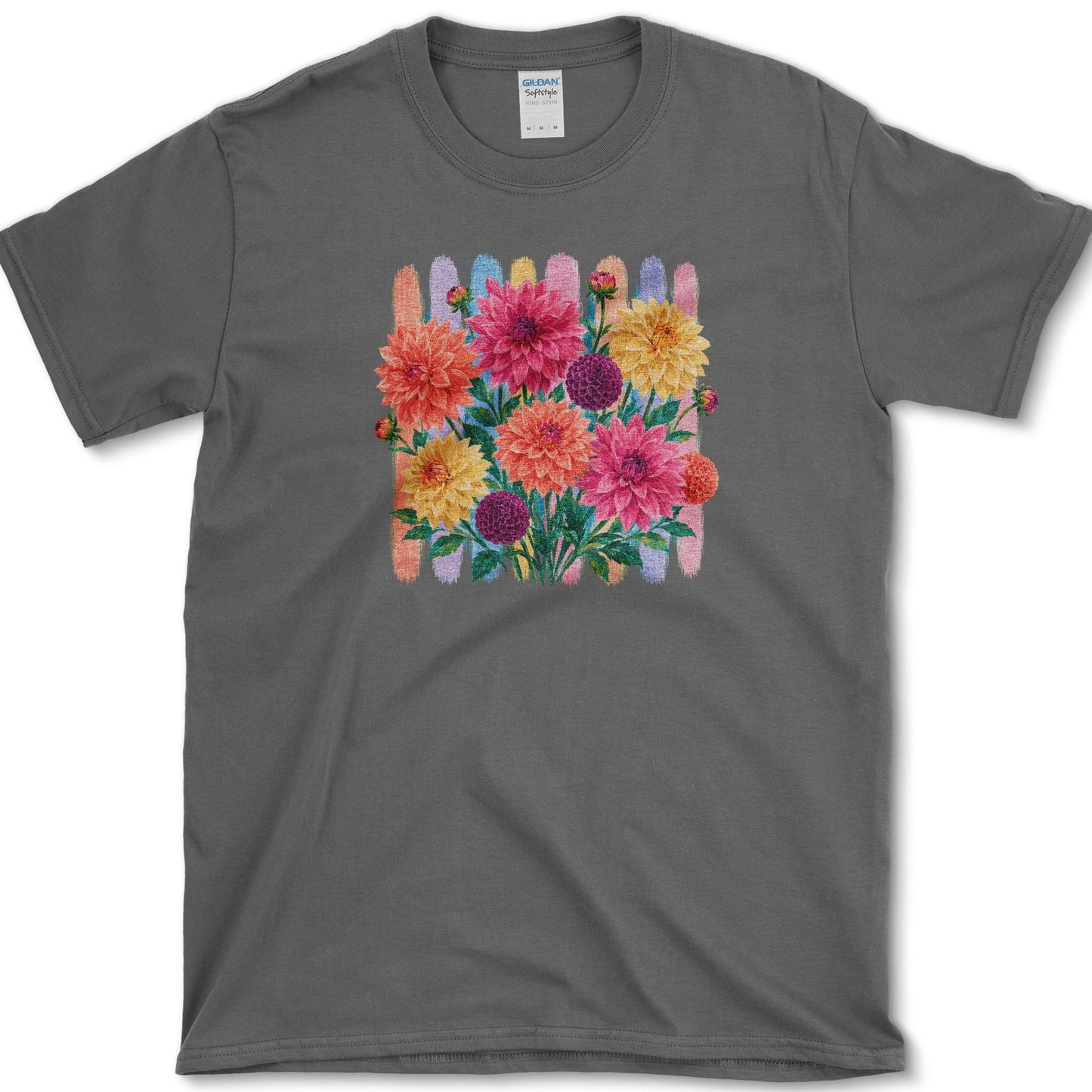 Dahlias artwork featuring dahlia and flower on a t-shirt