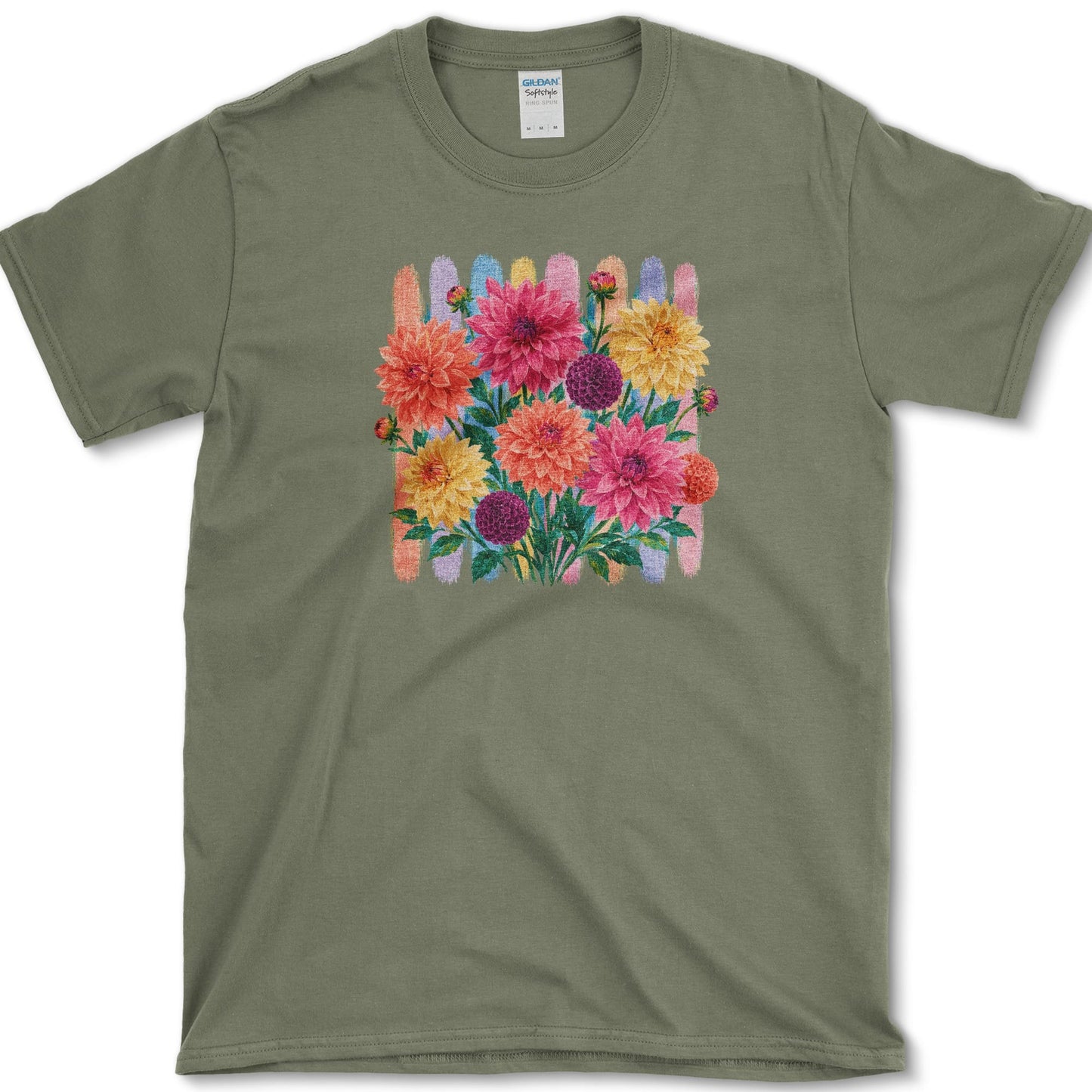 Dahlias artwork featuring dahlia and flower on a t-shirt