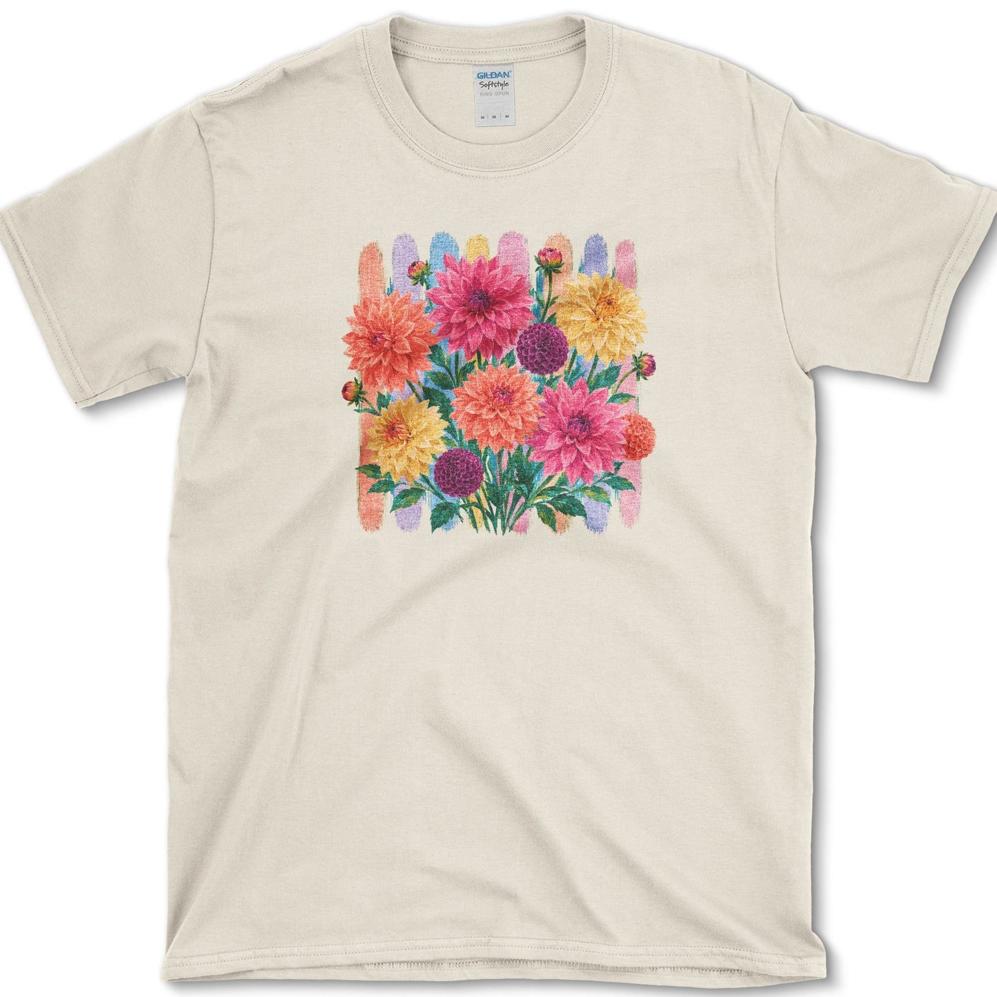 Dahlias artwork featuring dahlia and flower on a t-shirt