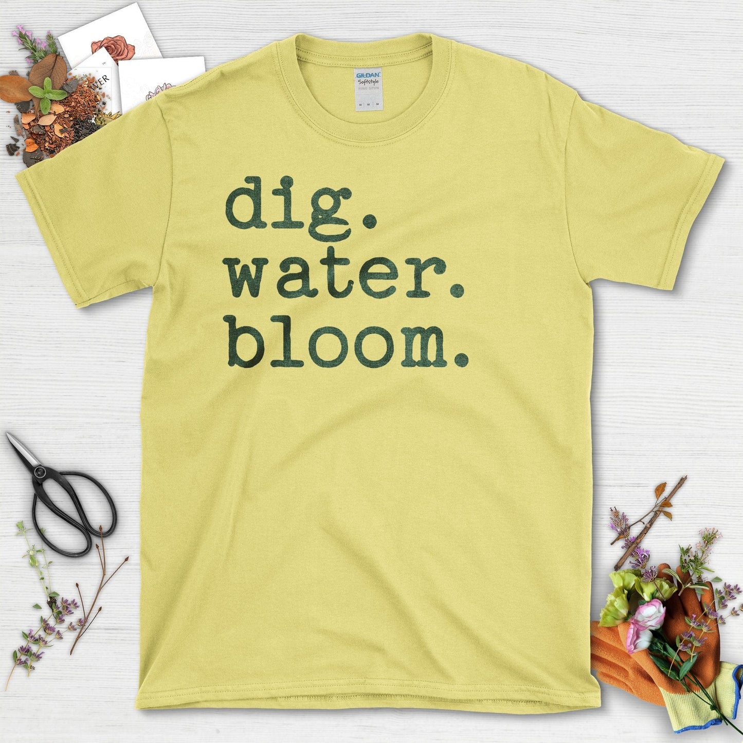 Dig Water Bloom Gardening Inspiration T-Shirt Cornsilk / S T-Shirt