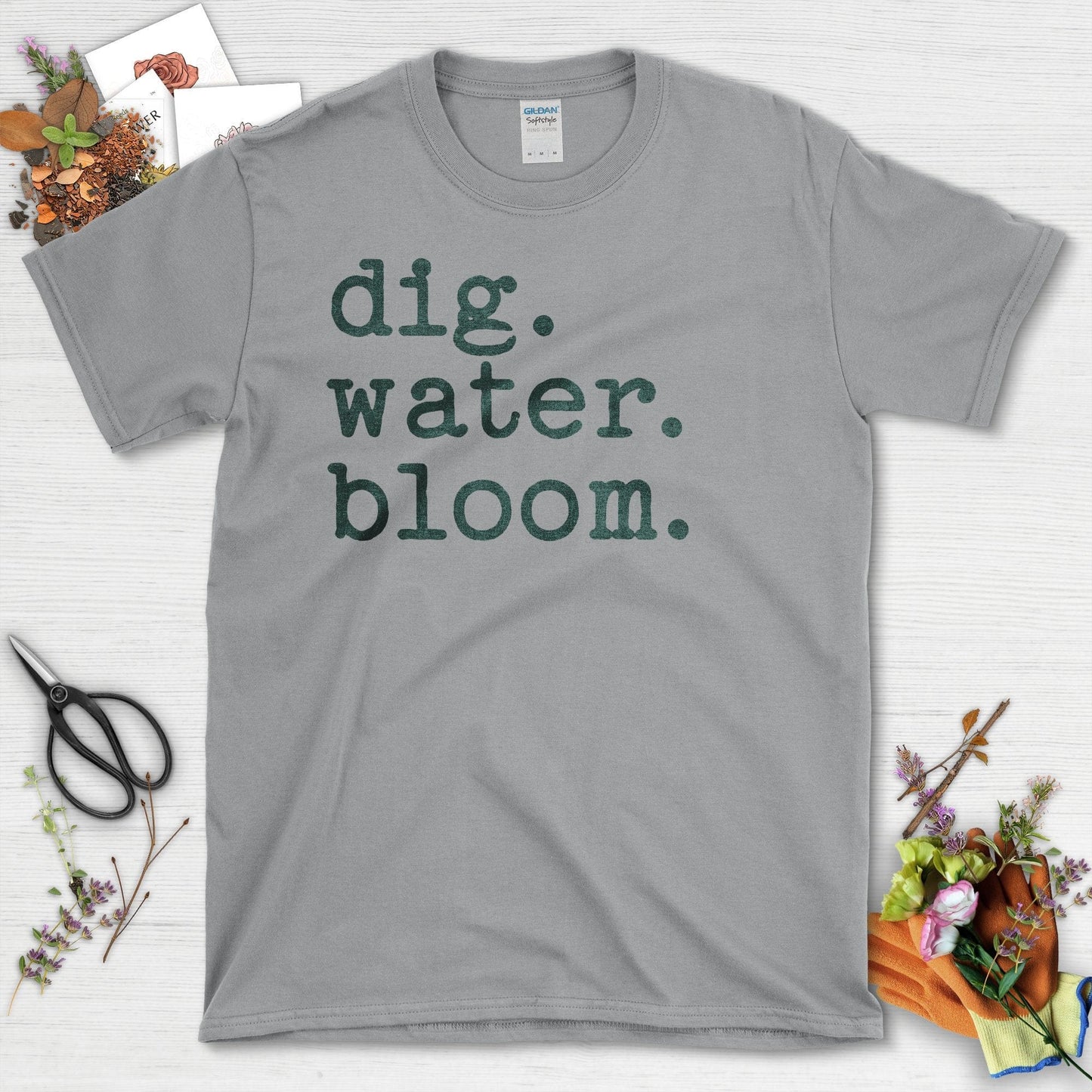 Dig Water Bloom Gardening Inspiration T-Shirt White / S T-Shirt