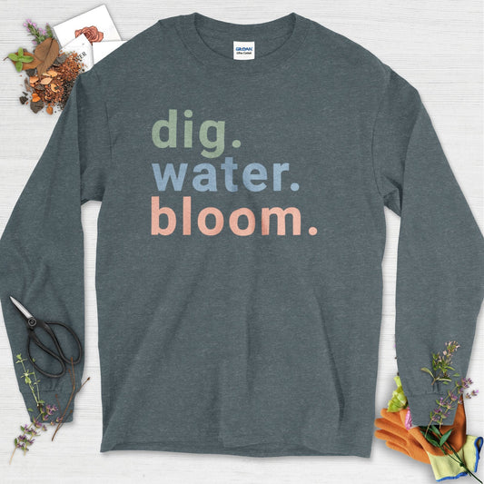 Dig Water Bloom Long Sleeve Dark Heather / S Physical Item