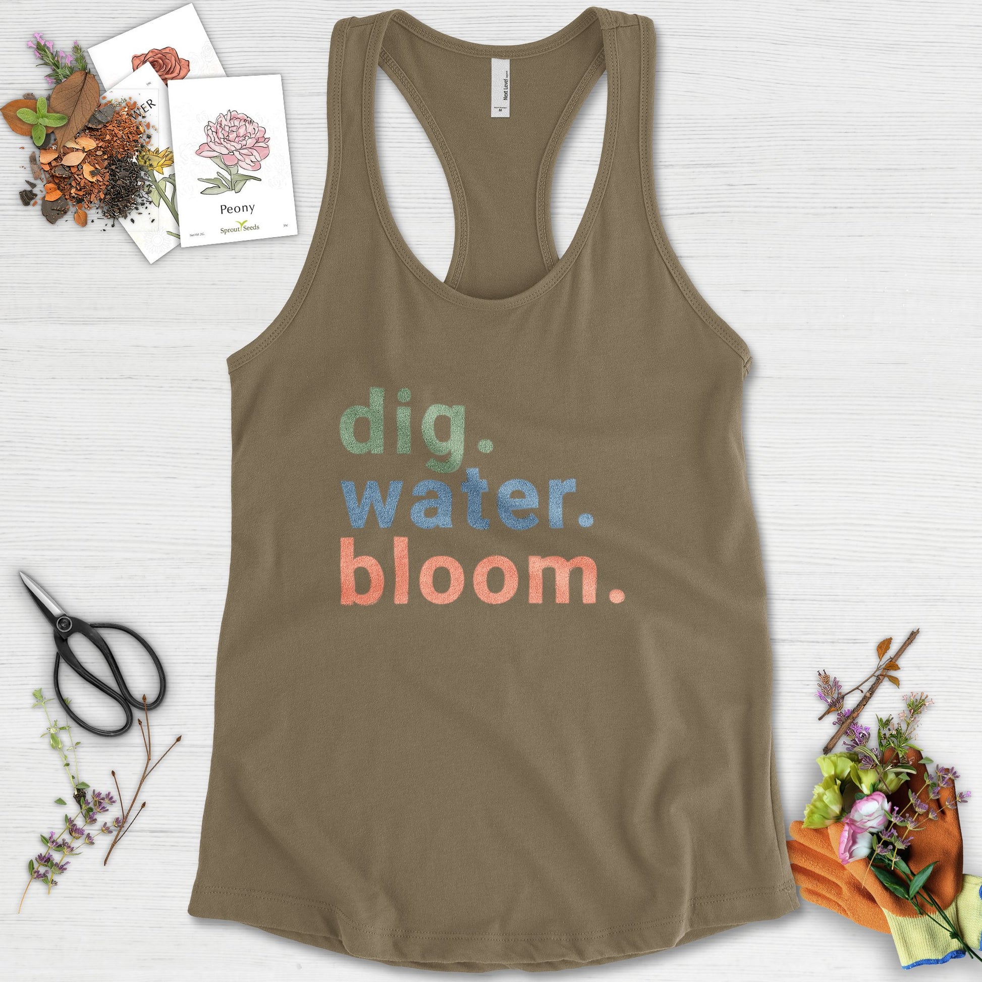 Dig Water Bloom Racerback Military Green / XS Essential Tank Tops