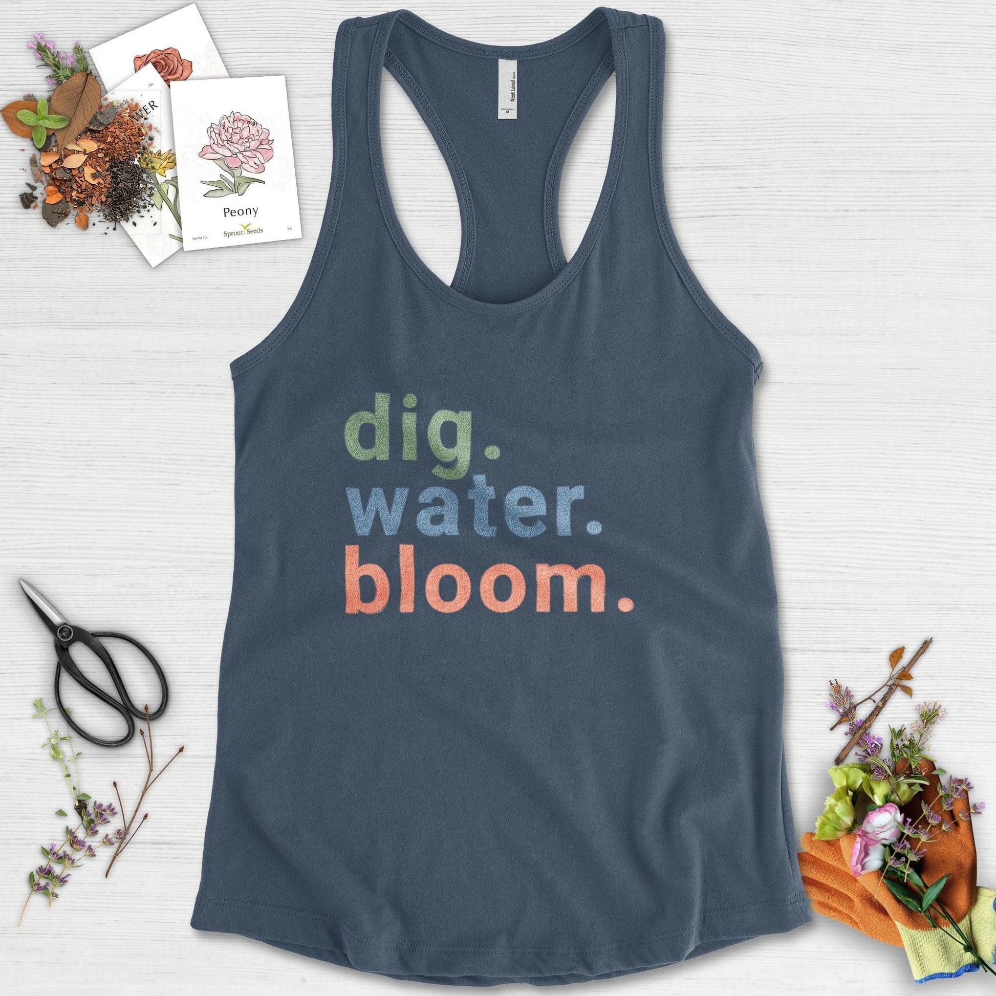 Dig Water Bloom Racerback Racerback / XS / Indigo Physical Item