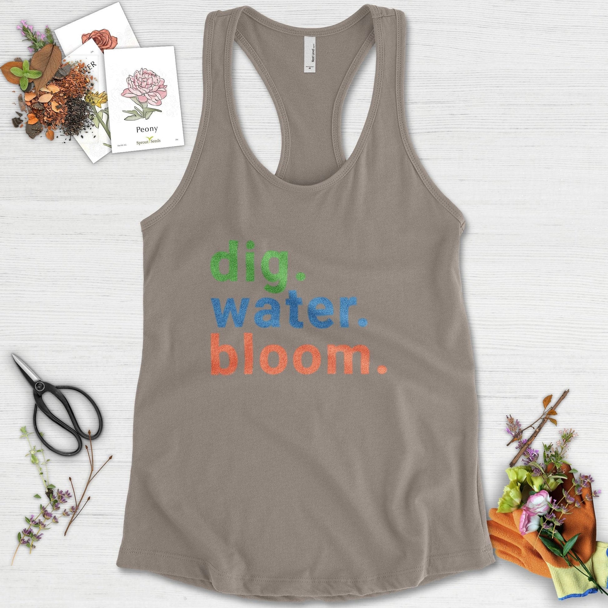 Dig Water Bloom Racerback Racerback / XS / Warm Grey Physical Item
