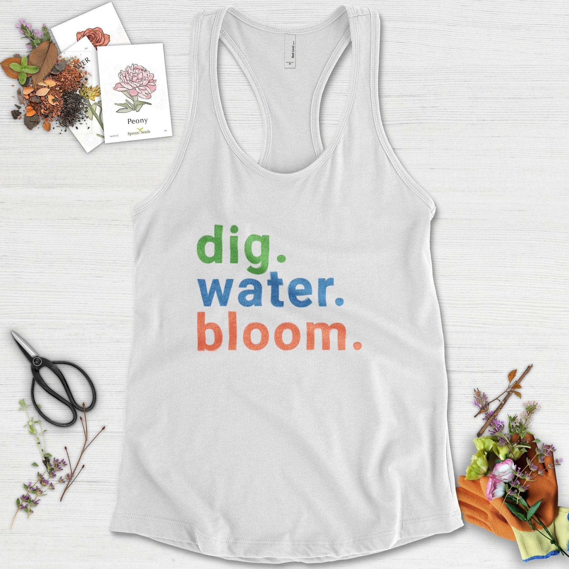 Dig Water Bloom Racerback Racerback / XS / White Physical Item