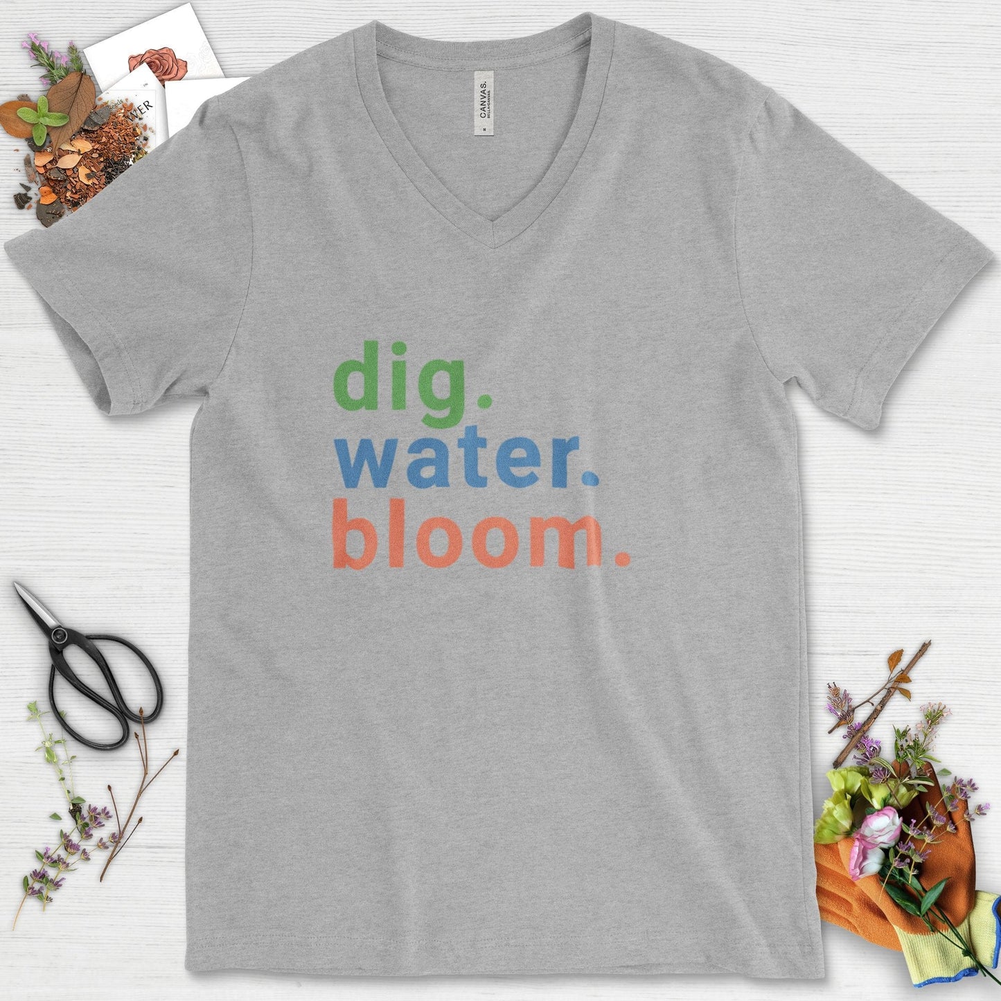 Dig Water Bloom V-Neck Athletic Heather / S T-Shirt
