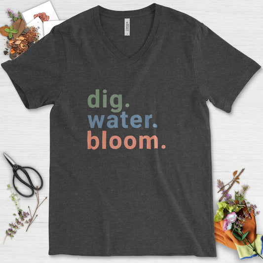 Dig Water Bloom V-Neck Dark Grey Heather / S T-Shirt