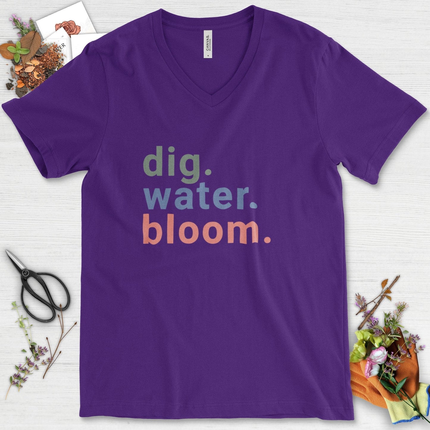 Dig Water Bloom V-Neck Team Purple / S T-Shirt