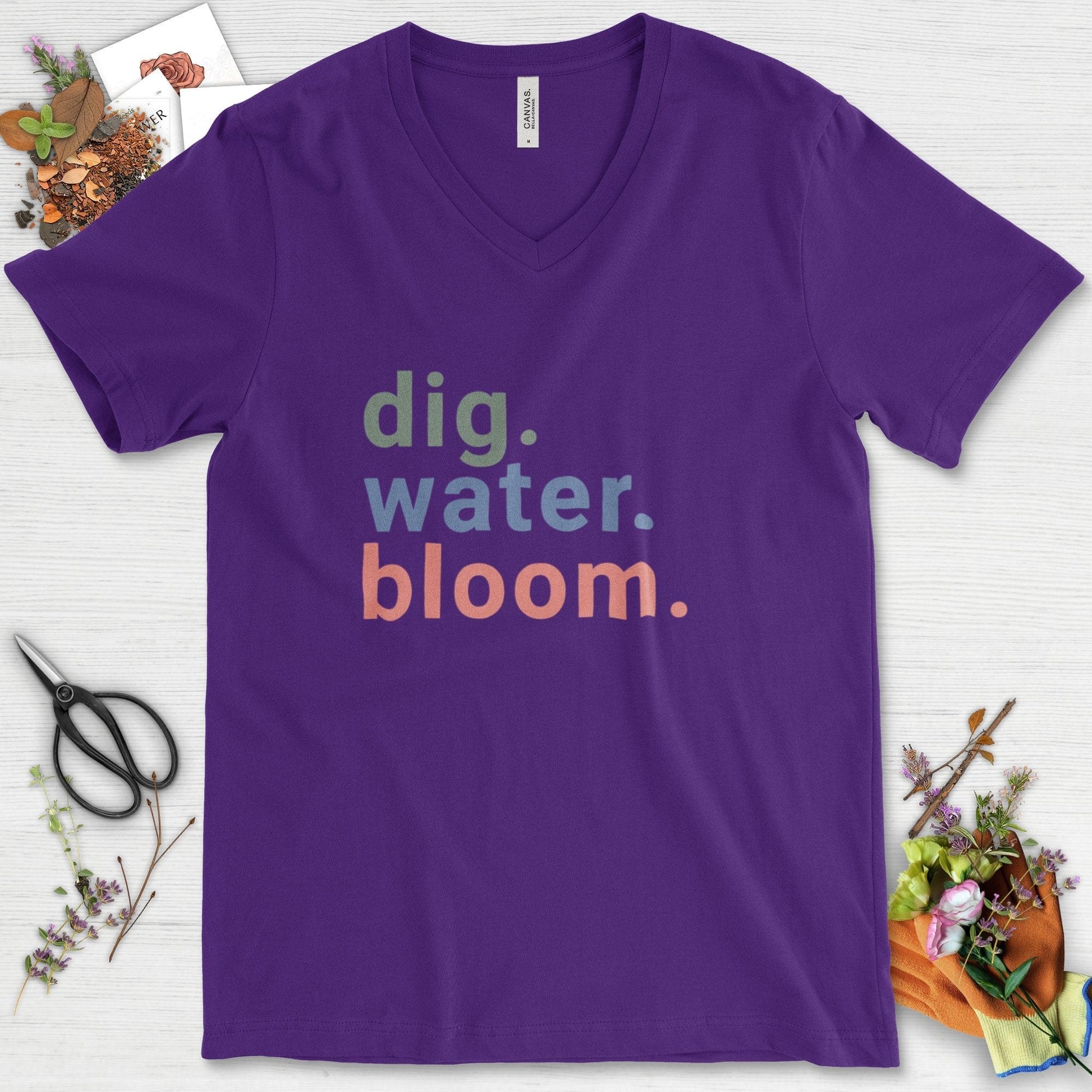 Dig Water Bloom V-Neck Team Purple / S T-Shirt