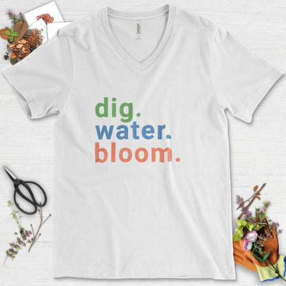 Dig Water Bloom V-Neck White / S T-Shirt