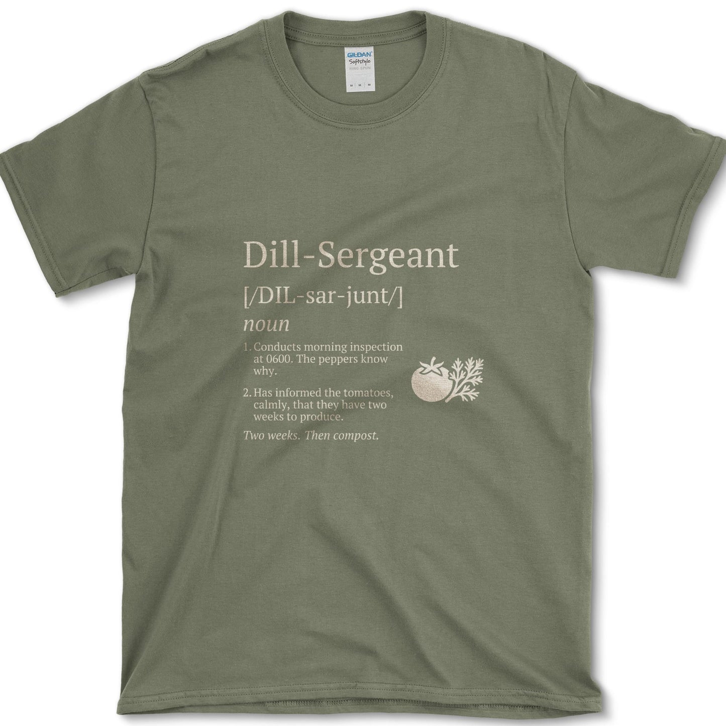 Dill Sergeant design featuring dill artwork on a t-shirt