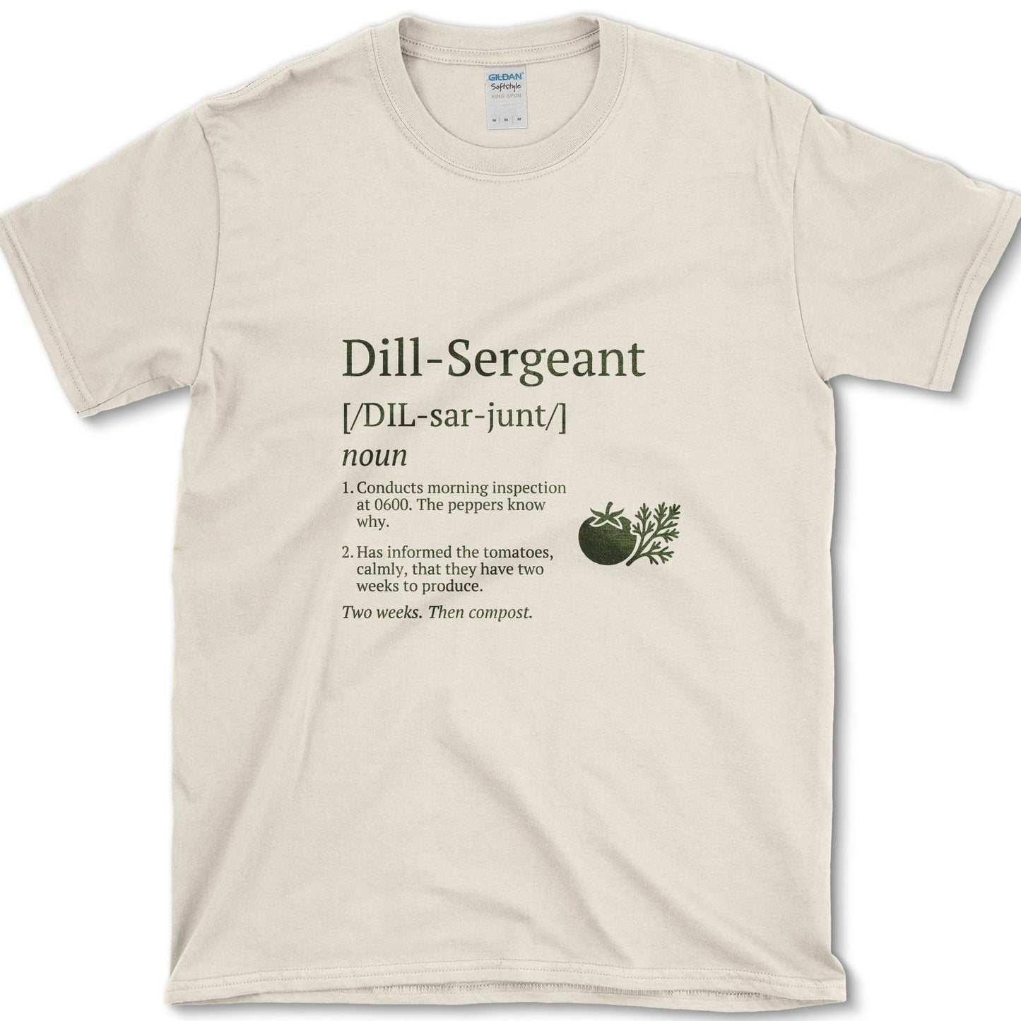Dill Sergeant design featuring dill artwork on a t-shirt