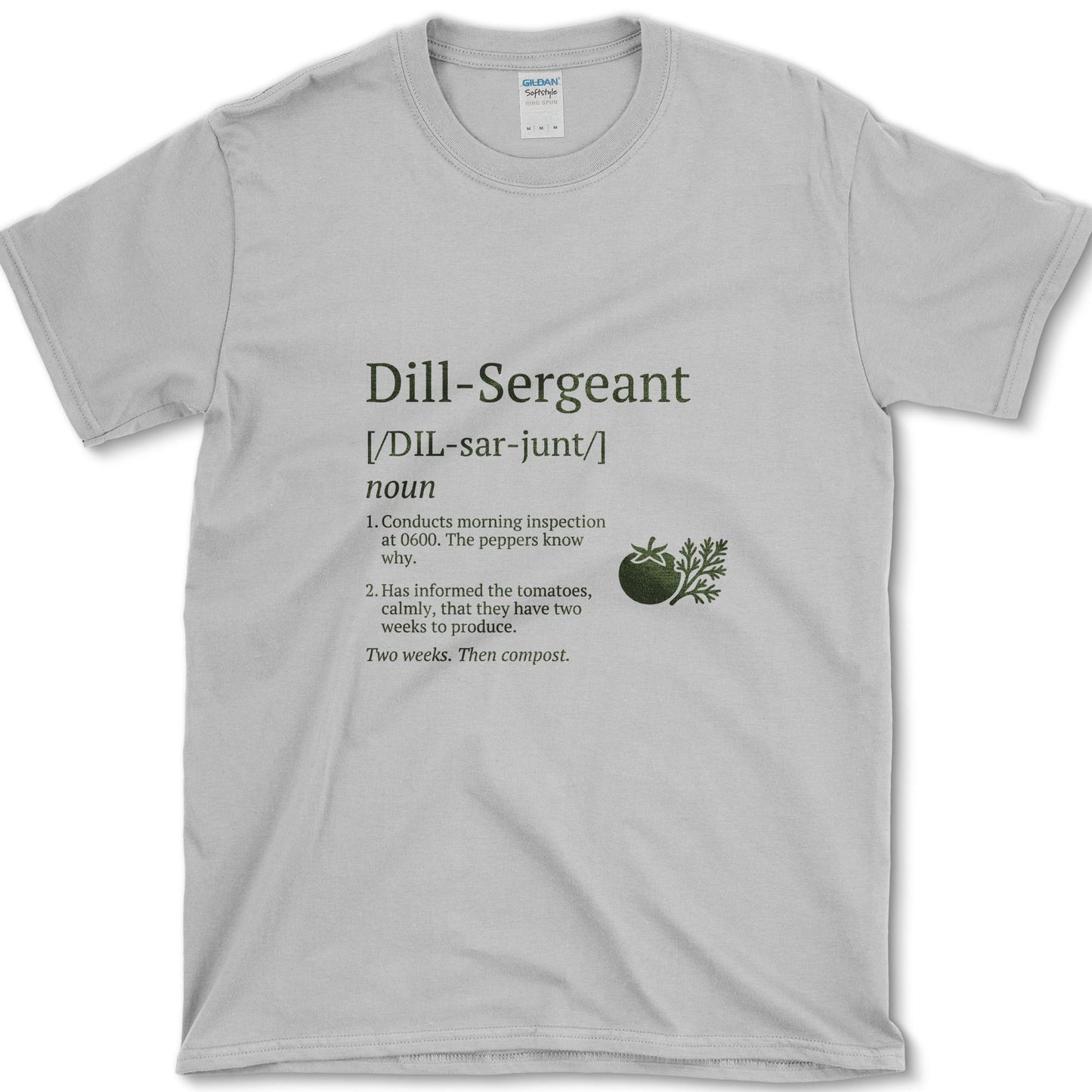 Dill Sergeant design featuring dill artwork on a t-shirt