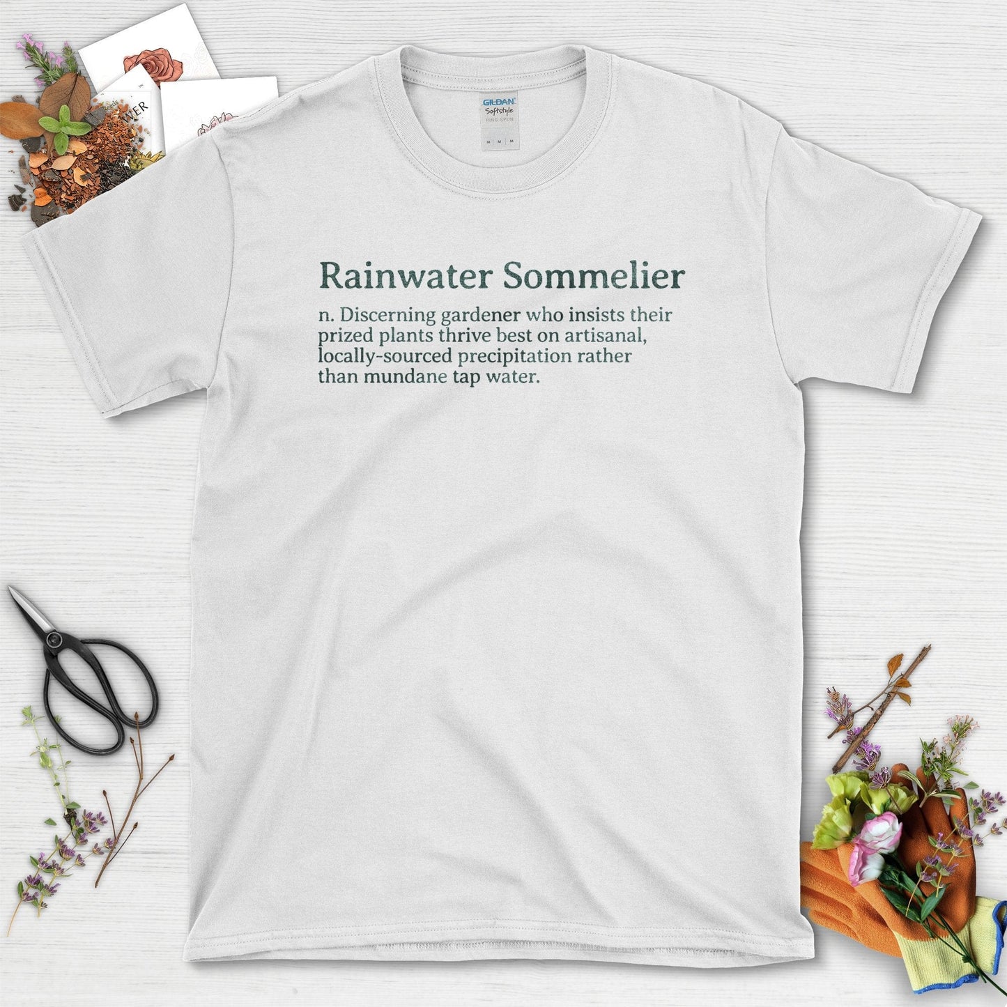 Discerning Gardener Rainwater Sommelier Funny Definition T-Shirt White / S T-Shirt