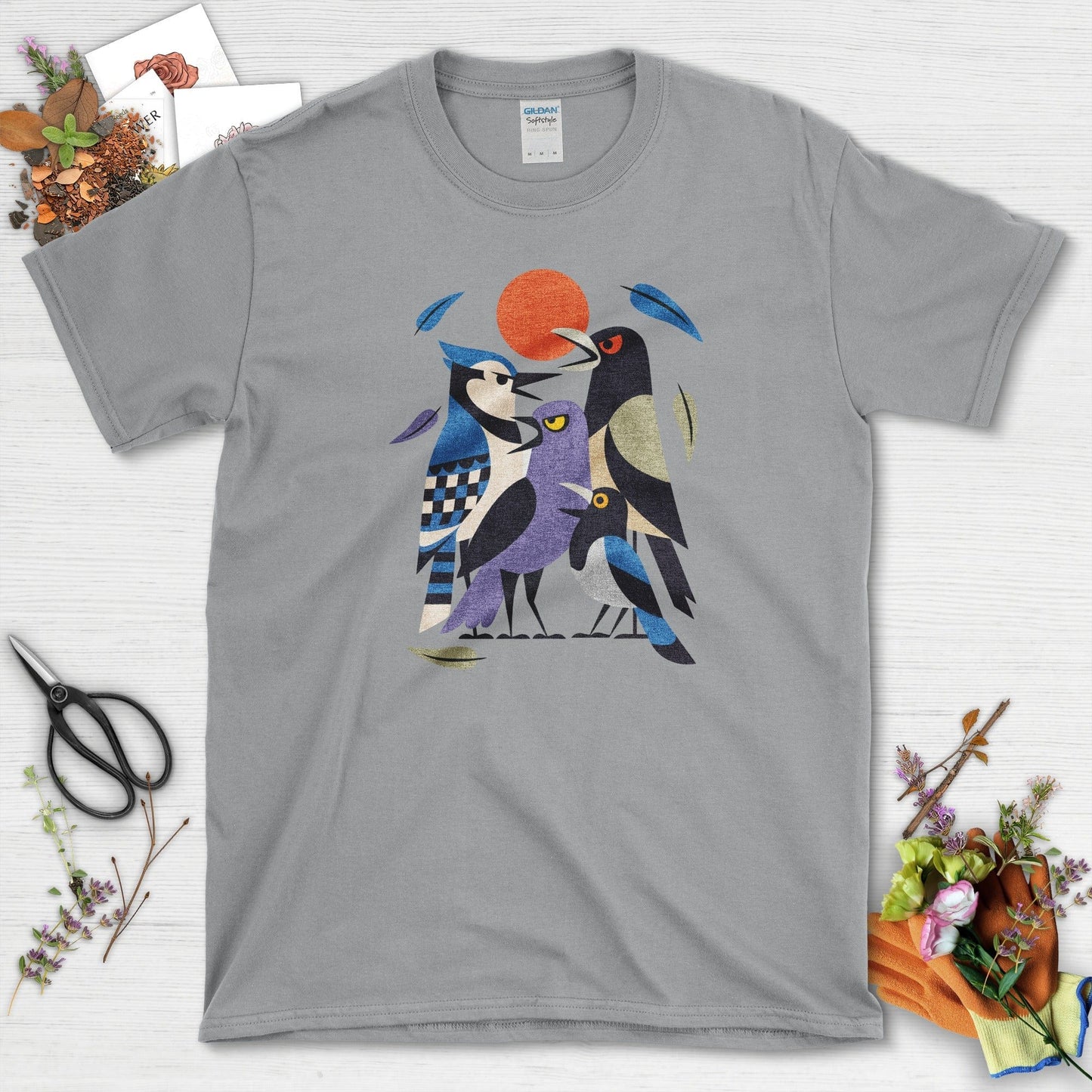 Drama Birds T-Shirt T-Shirts / S / Sport Grey Physical Item