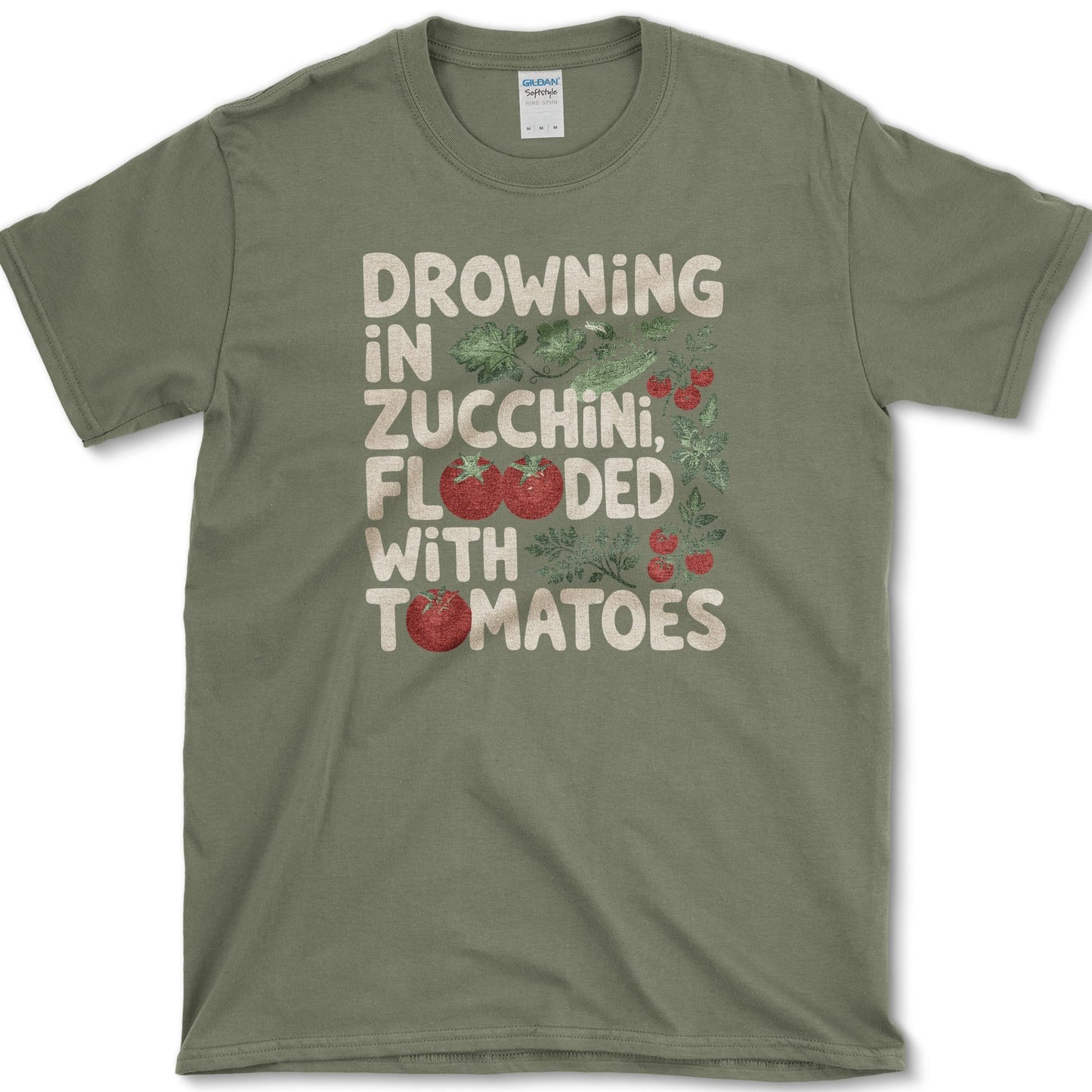 Drowning in Zucchini T-Shirt S / Military Green Essential Tees