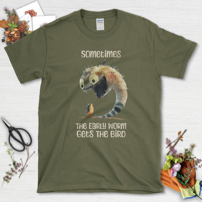 Early Worm Gets Bird T-Shirt Military Green / S T-Shirt