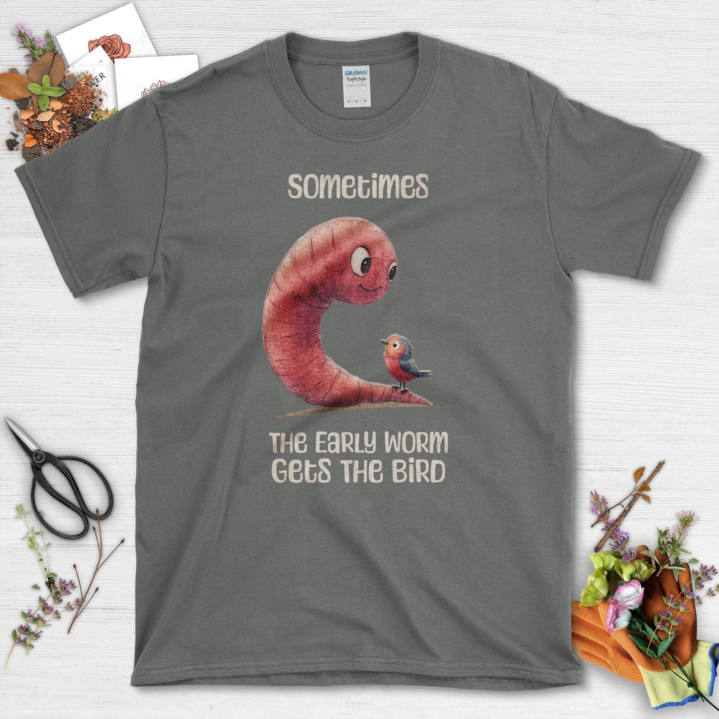 Early Worm Gets the Bird T-Shirt Charcoal / S T-Shirt