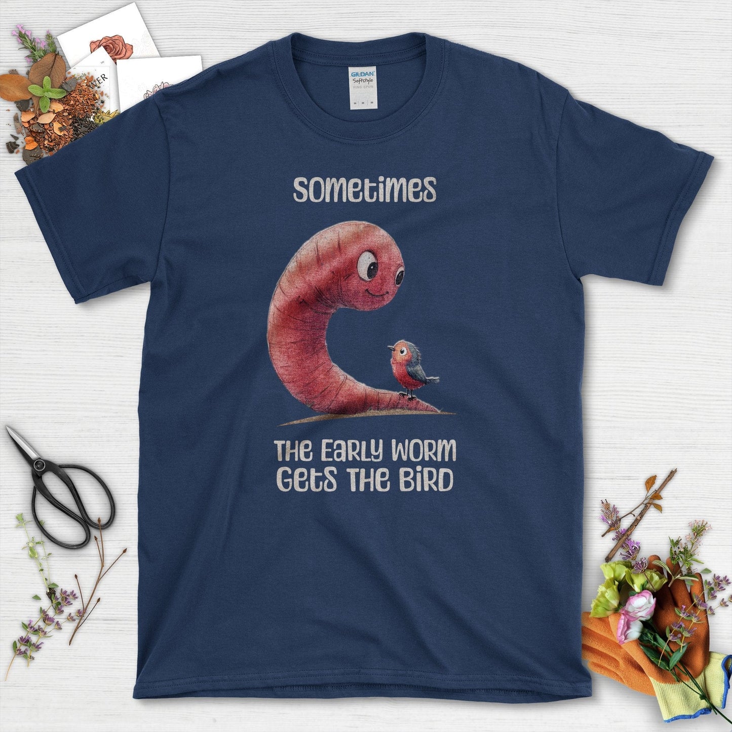 Early Worm Gets the Bird T-Shirt Navy / S T-Shirt