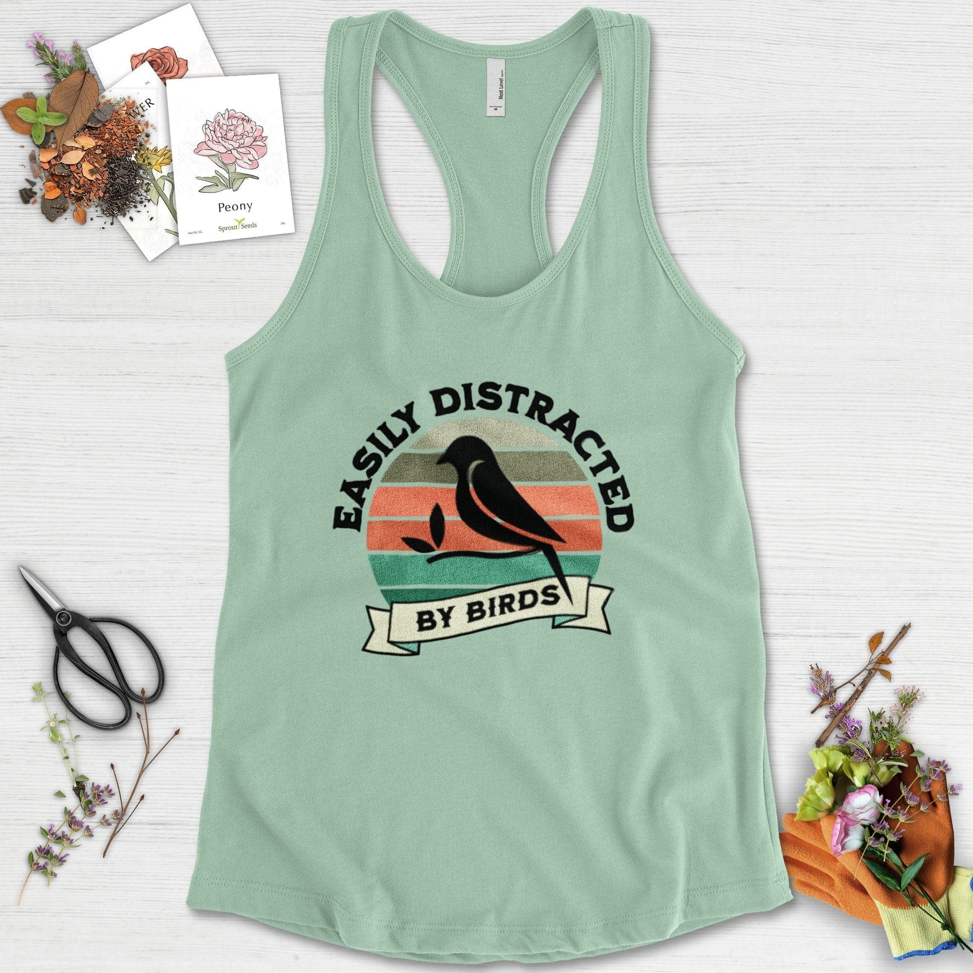 Easily Distracted By Birds Racerback Racerback / XS / Mint Physical Item