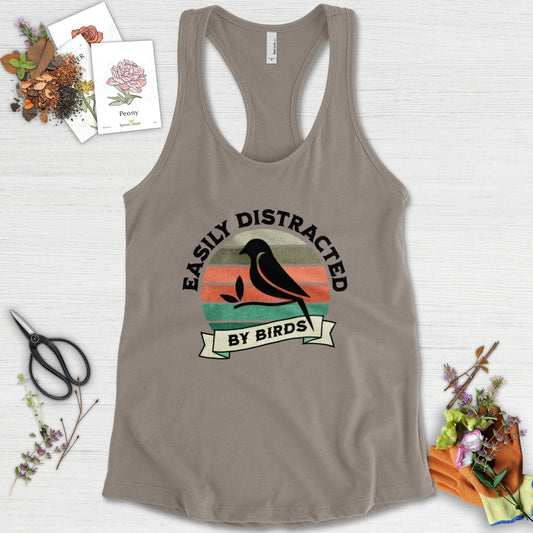 Easily Distracted By Birds Racerback Racerback / XS / Warm Grey Physical Item