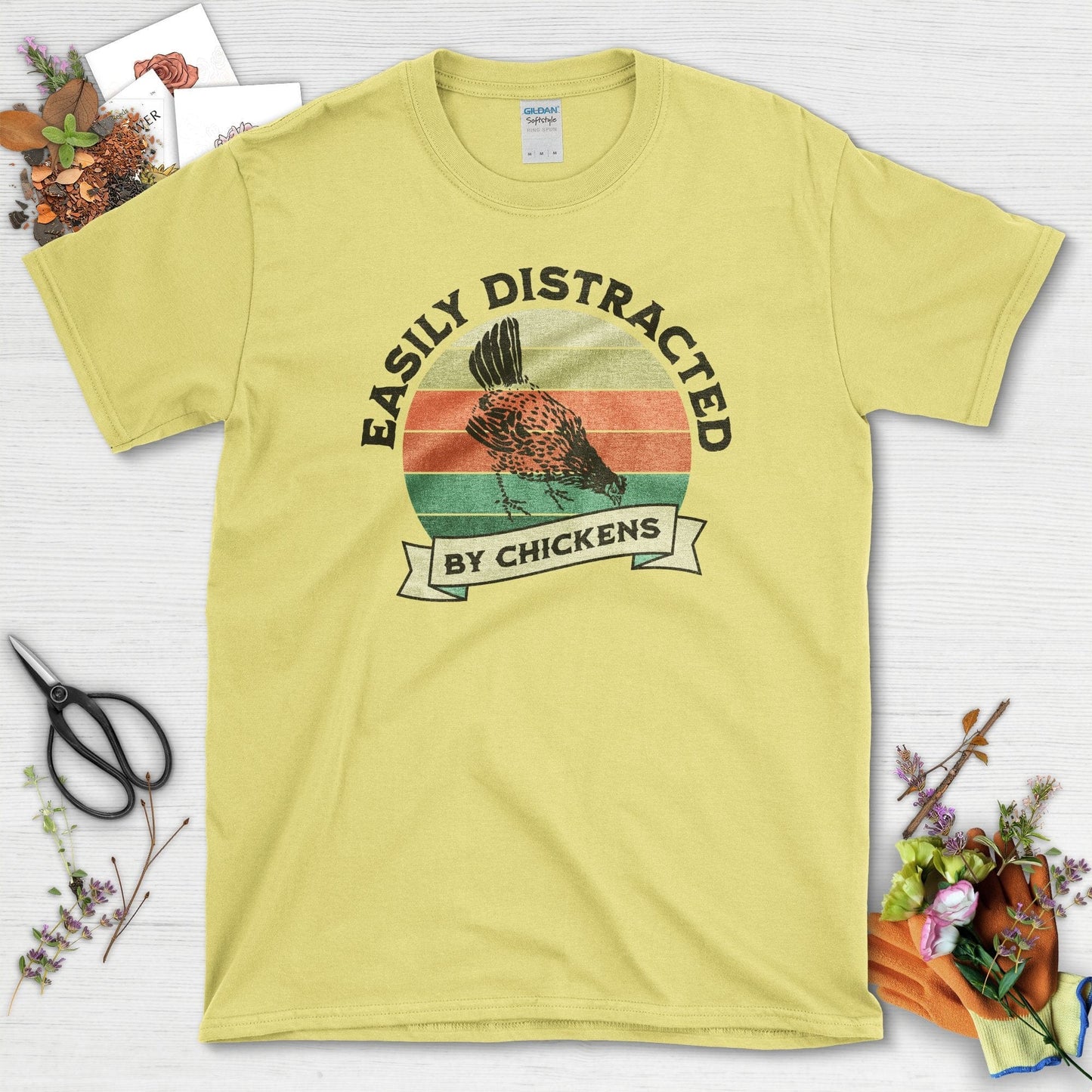 Easily Distracted By Chickens T-Shirt Cornsilk / S T-Shirt