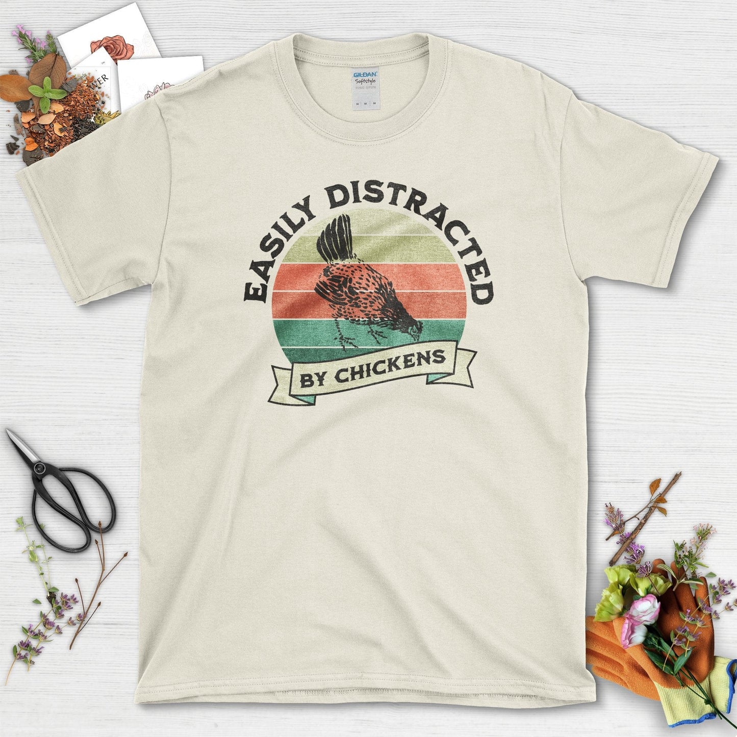 Easily Distracted By Chickens T-Shirt Natural / S T-Shirt