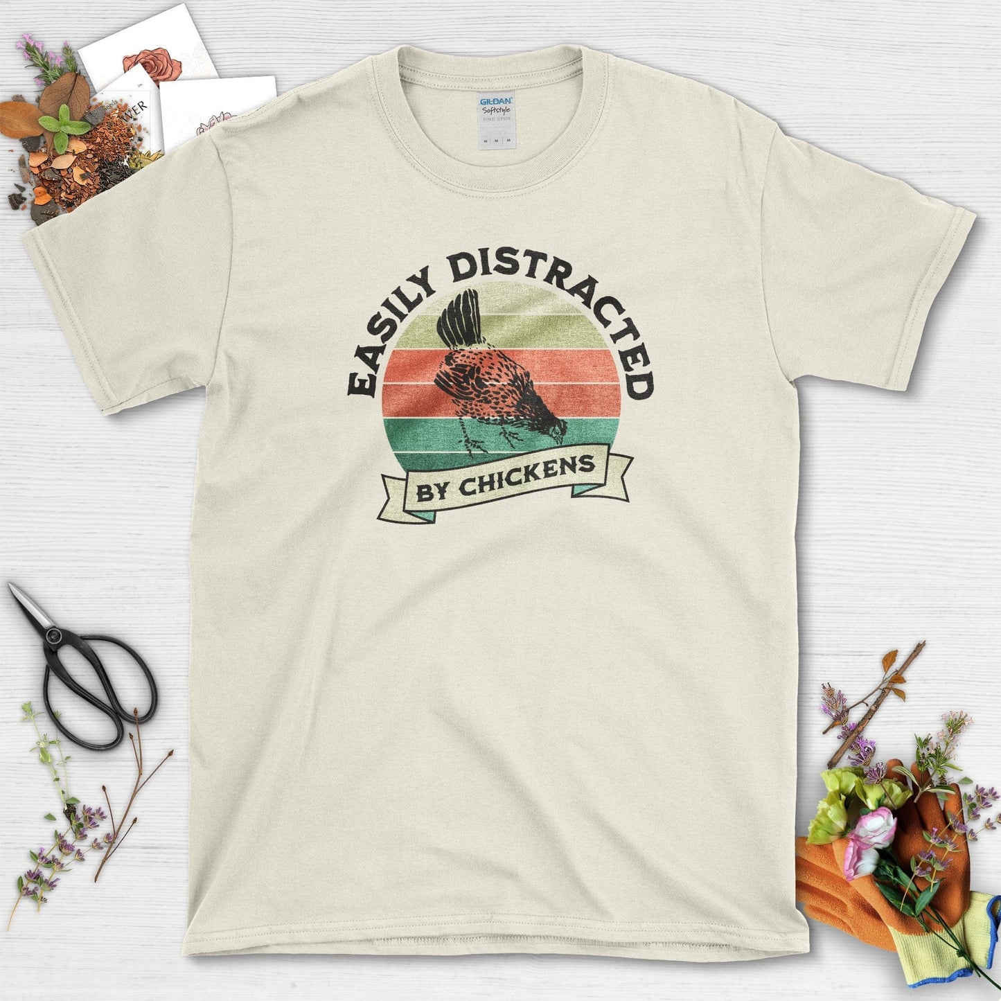 Easily Distracted By Chickens T-Shirt Natural / S T-Shirt
