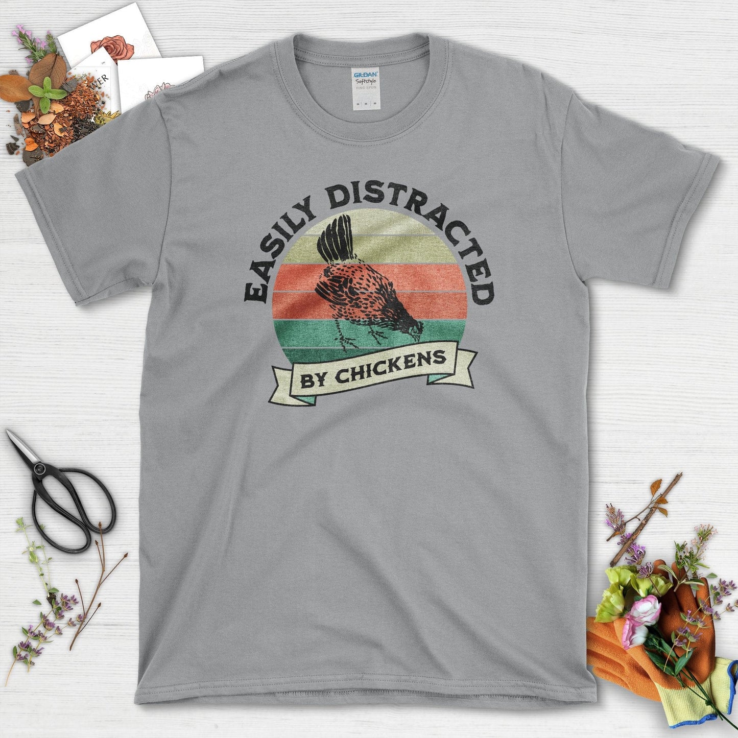 Easily Distracted By Chickens T-Shirt Sport Grey / S T-Shirt