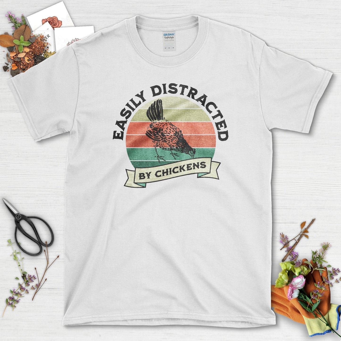 Easily Distracted By Chickens T-Shirt White / S T-Shirt