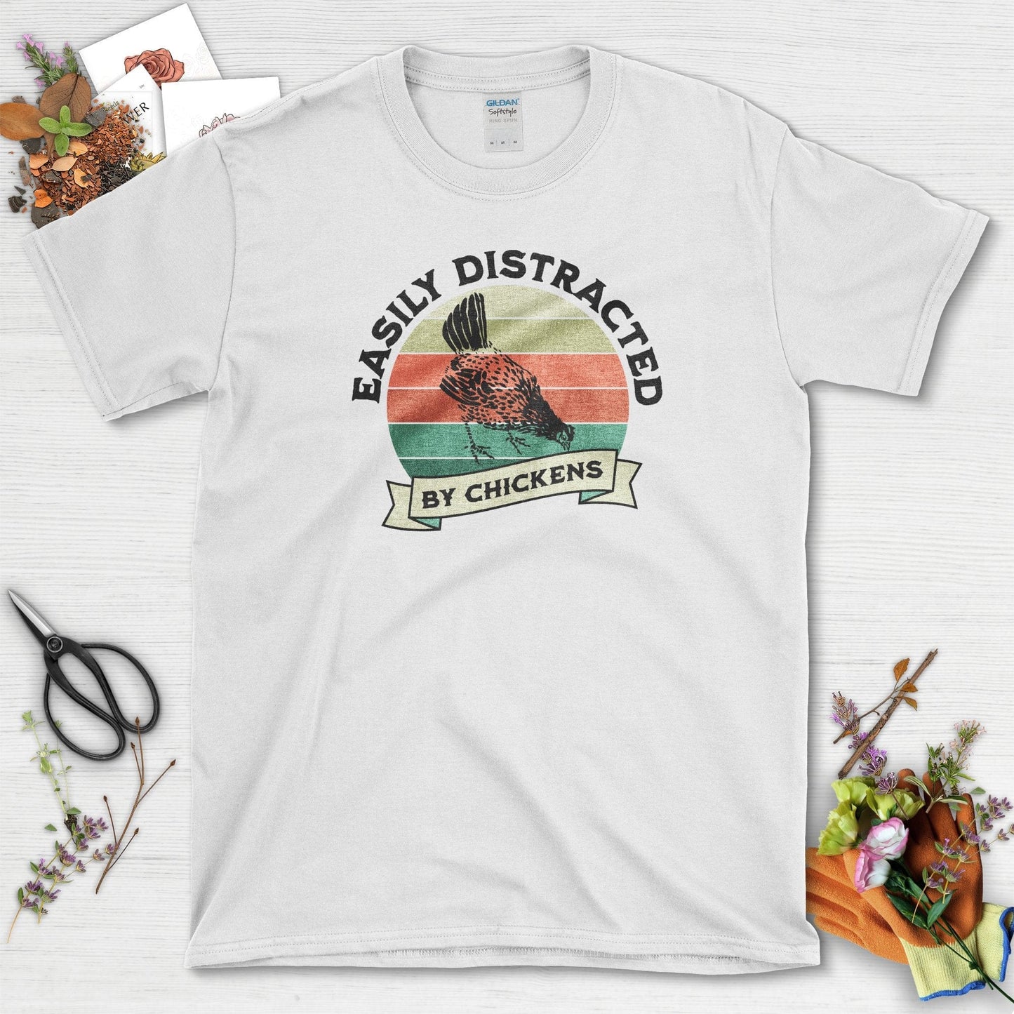 Easily Distracted By Chickens T-Shirt White / S T-Shirt