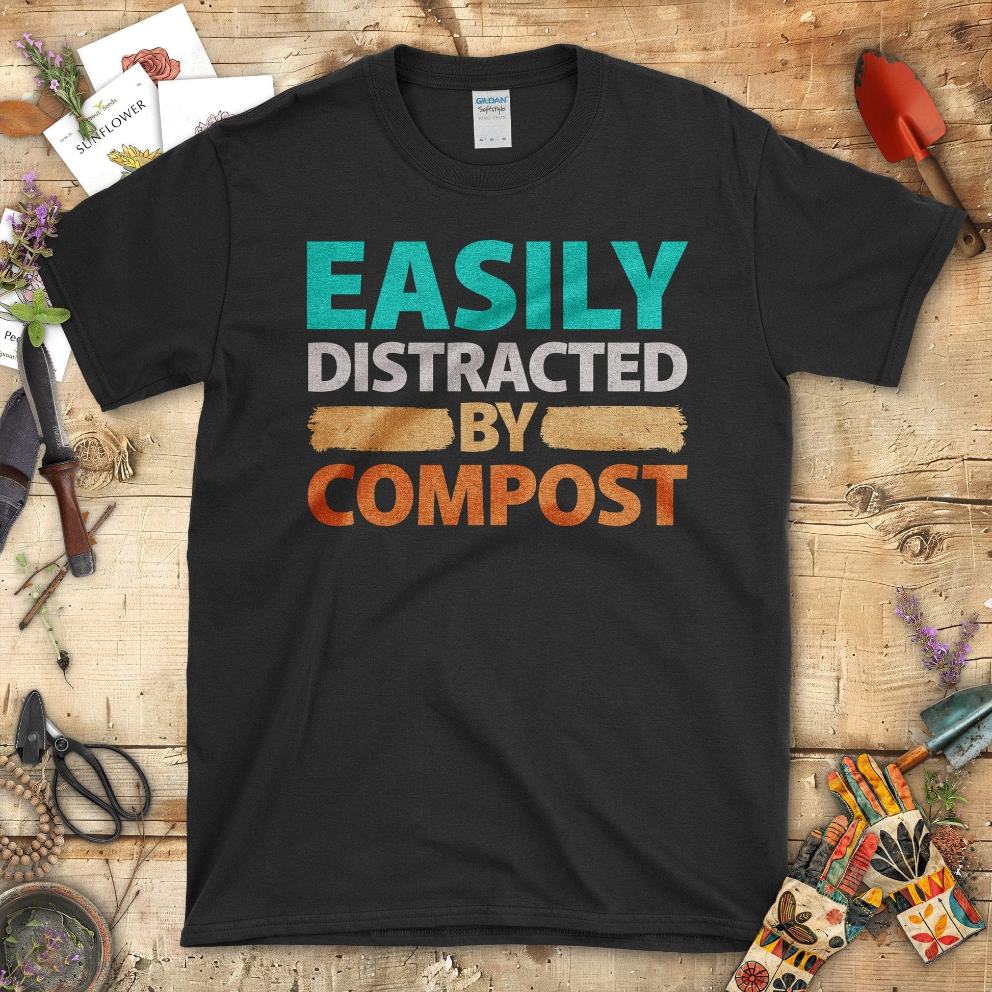 Easily Distracted By Compost T-Shirt Black / S T-Shirt