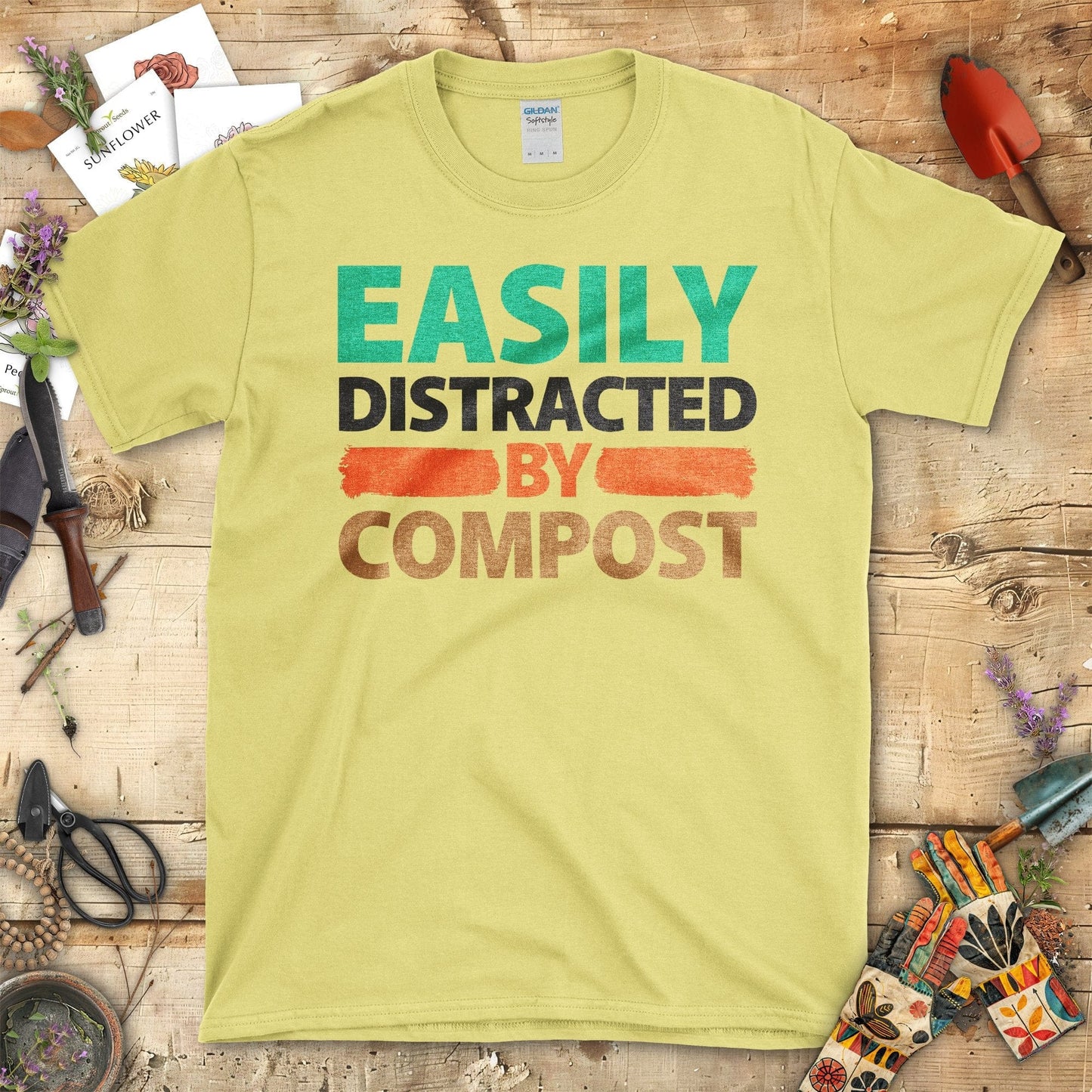 Easily Distracted By Compost T-Shirt Cornsilk / S T-Shirt