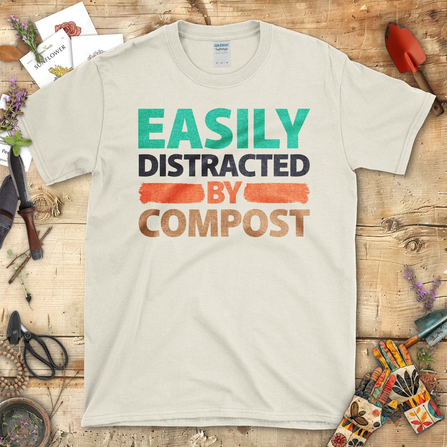 Easily Distracted By Compost T-Shirt Natural / S T-Shirt