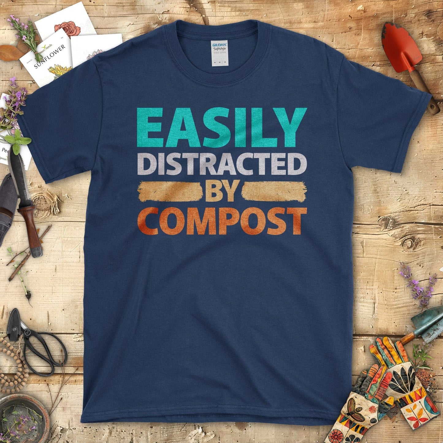 Easily Distracted By Compost T-Shirt Navy / S T-Shirt