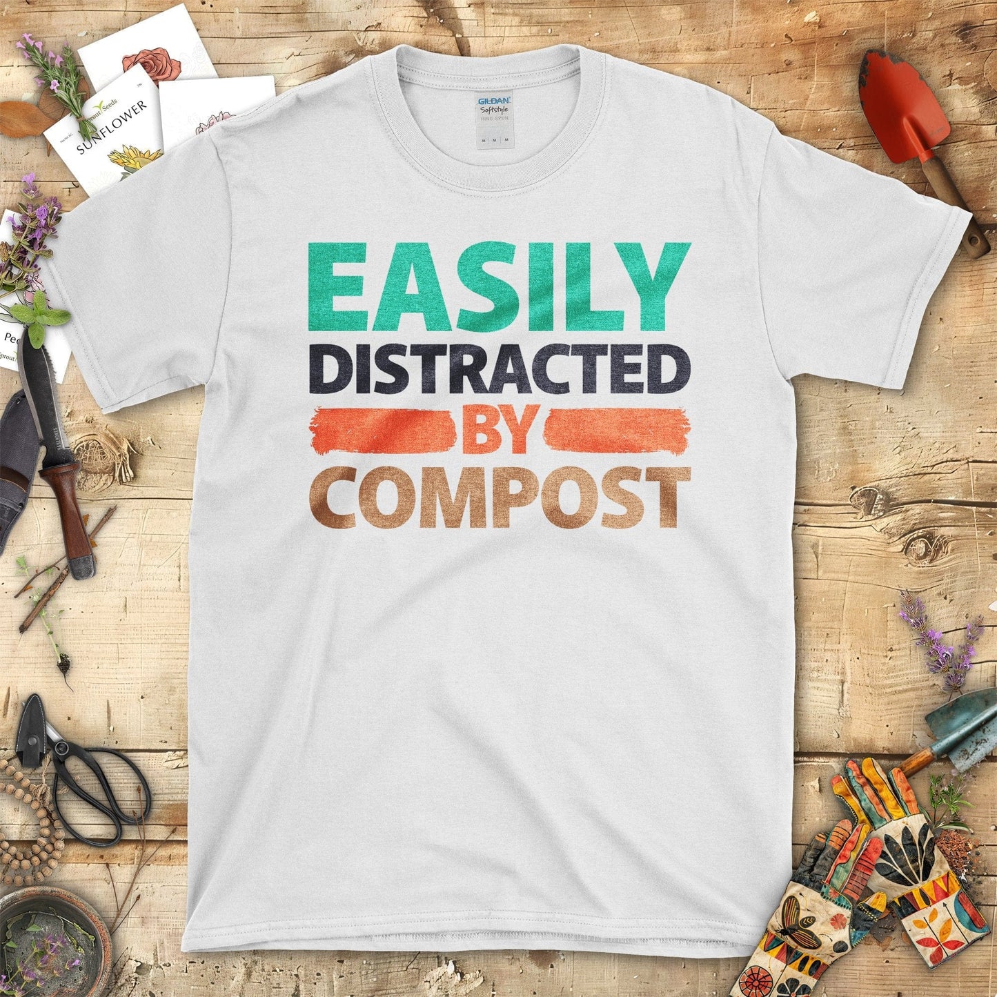 Easily Distracted By Compost T-Shirt White / S T-Shirt