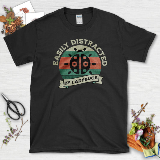 Easily Distracted by Ladybugs T-Shirt Black / S T-Shirt