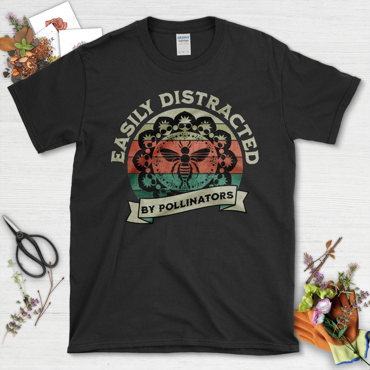 Easily Distracted By Pollinators Graphic T-Shirt Black / S T-Shirt