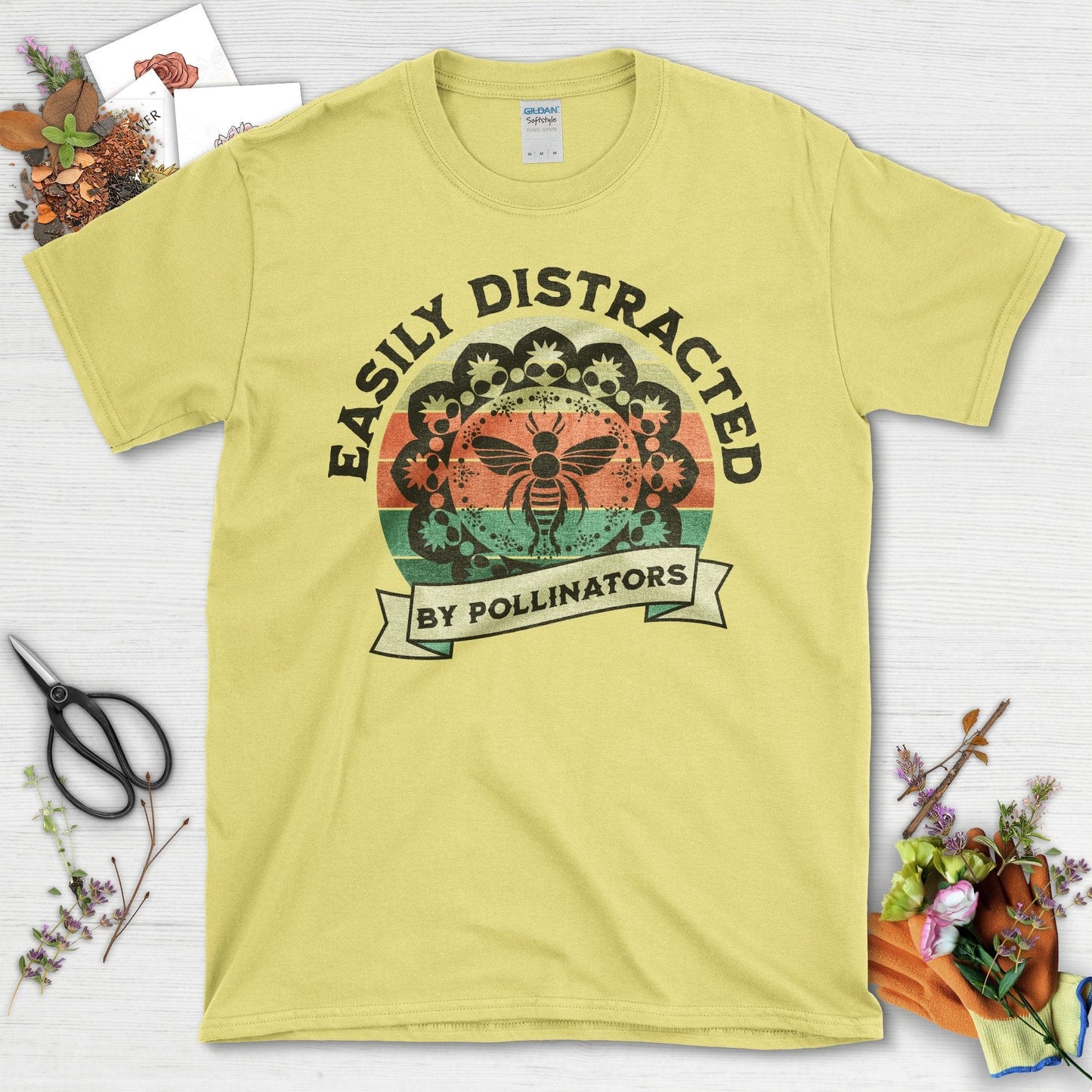 Easily Distracted By Pollinators Graphic T-Shirt Cornsilk / S T-Shirt