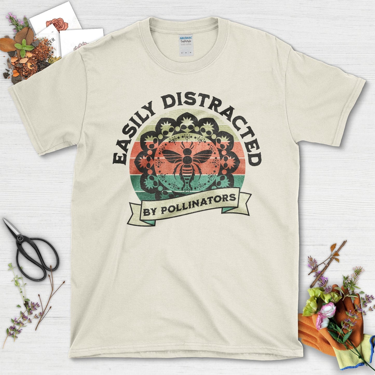 Easily Distracted By Pollinators Graphic T-Shirt Natural / S T-Shirt