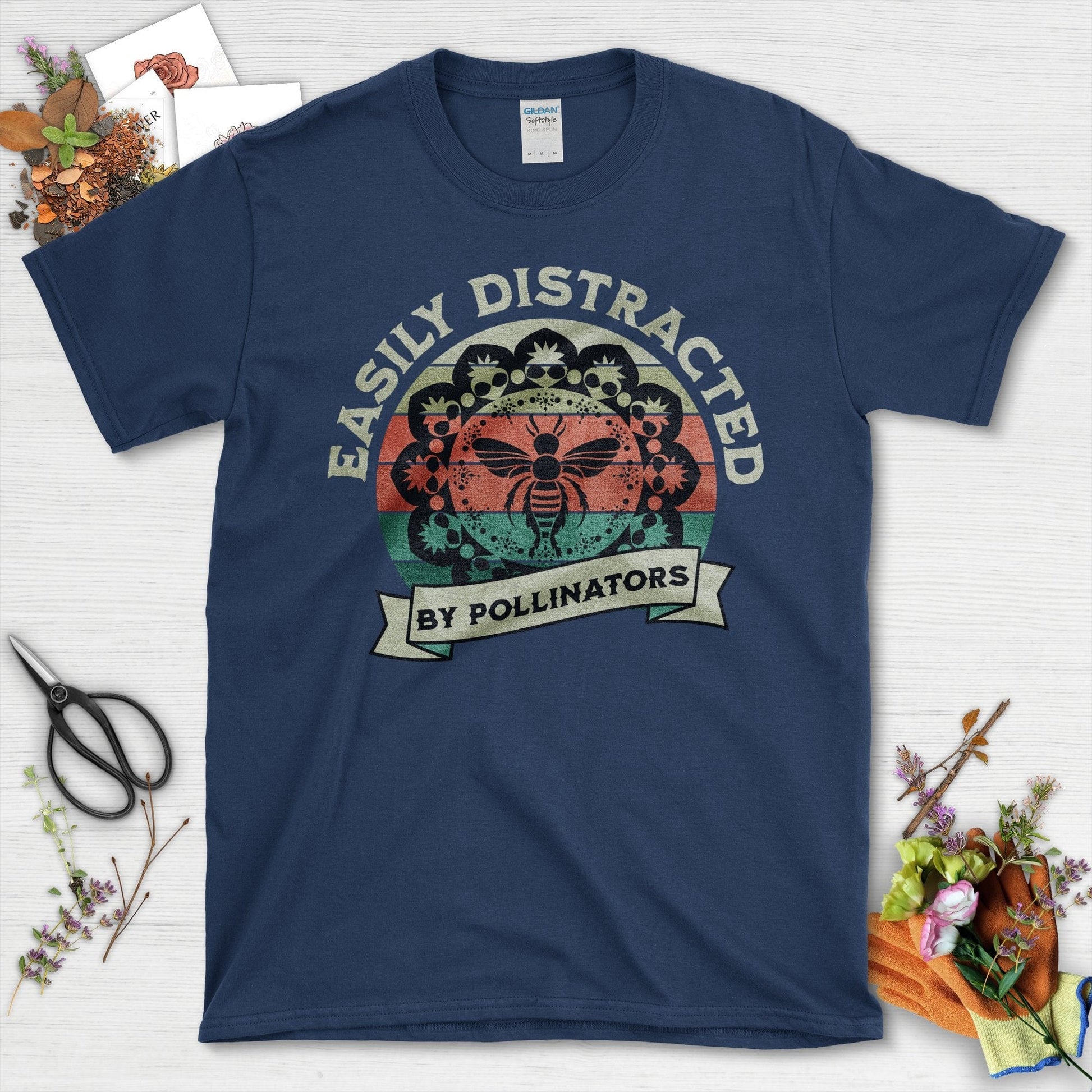 Easily Distracted By Pollinators Graphic T-Shirt Navy / S T-Shirt