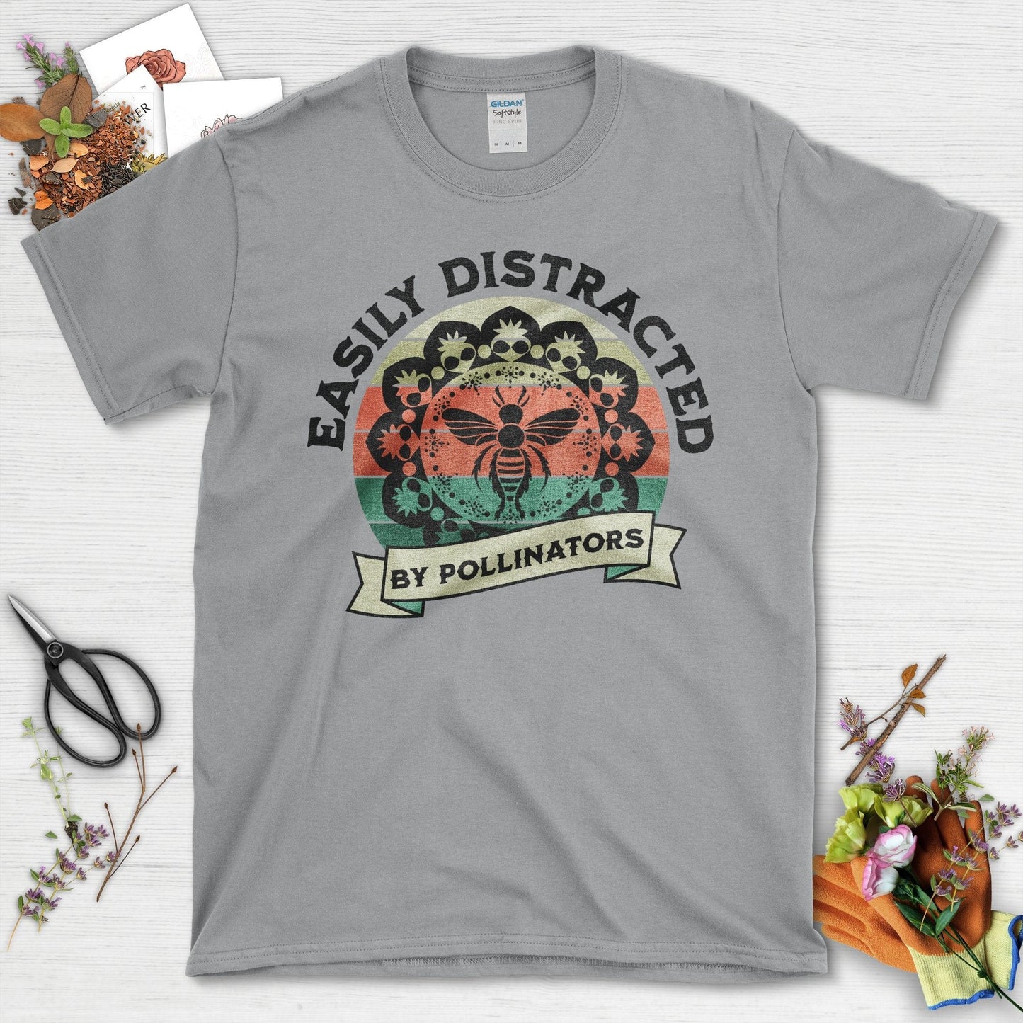 Easily Distracted By Pollinators Graphic T-Shirt Sport Grey / S T-Shirt