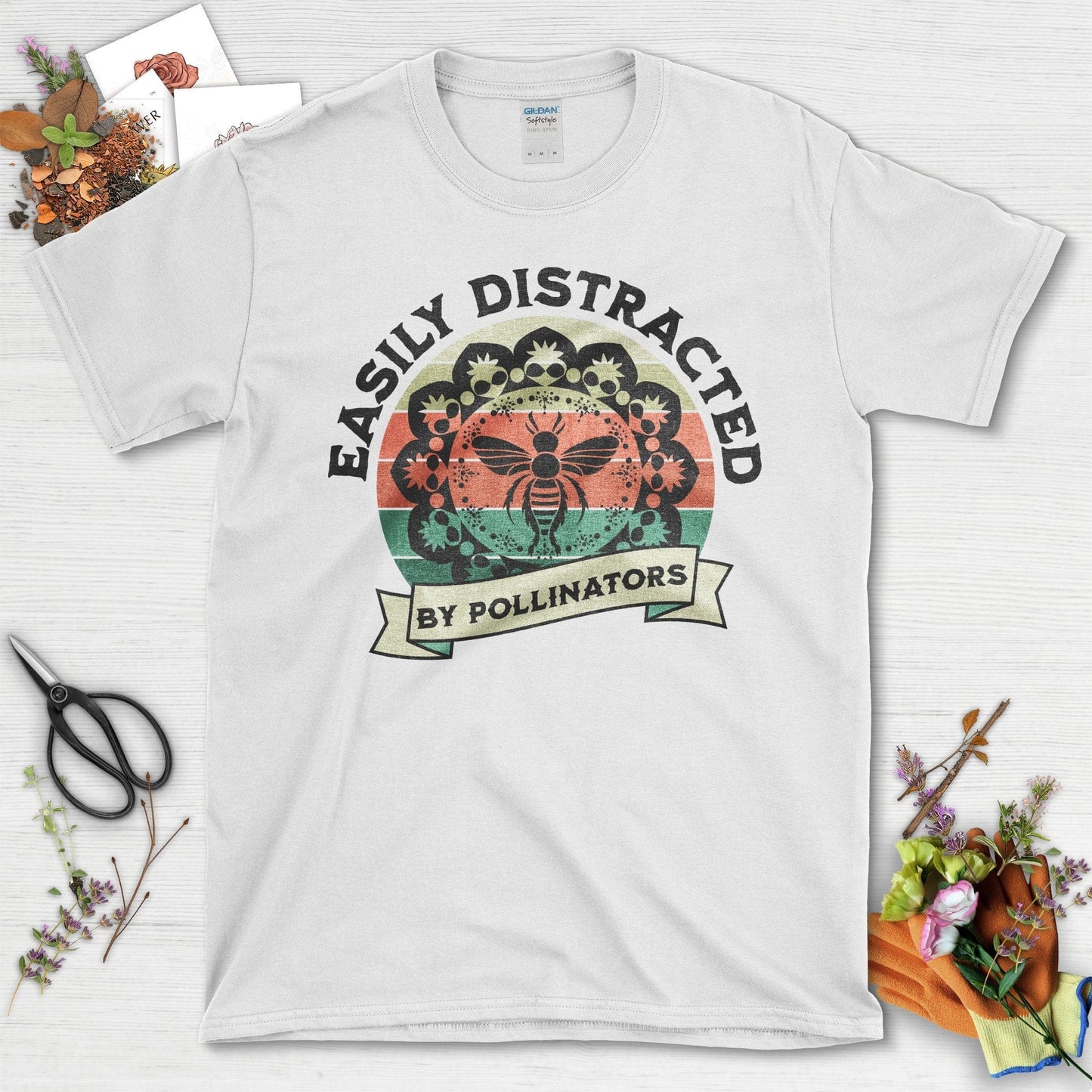 Easily Distracted By Pollinators Graphic T-Shirt White / S T-Shirt