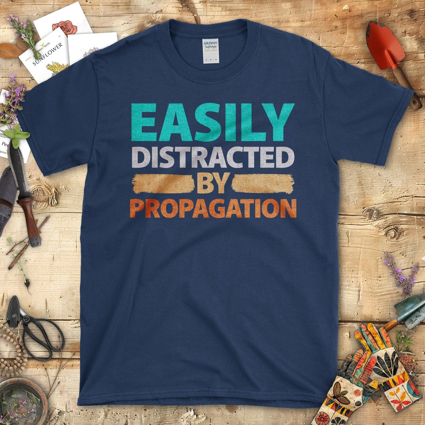 Easily Distracted By Propagation Graphic Print T-Shirt Navy / S T-Shirt