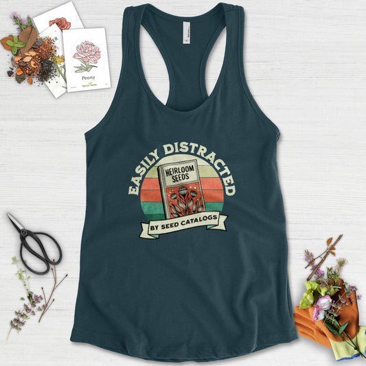 Easily Distracted By Seed Catalogs Racerback Racerback / XS / Midnight Navy Physical Item