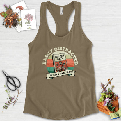 Easily Distracted By Seed Catalogs Racerback Racerback / XS / Military Green Physical Item