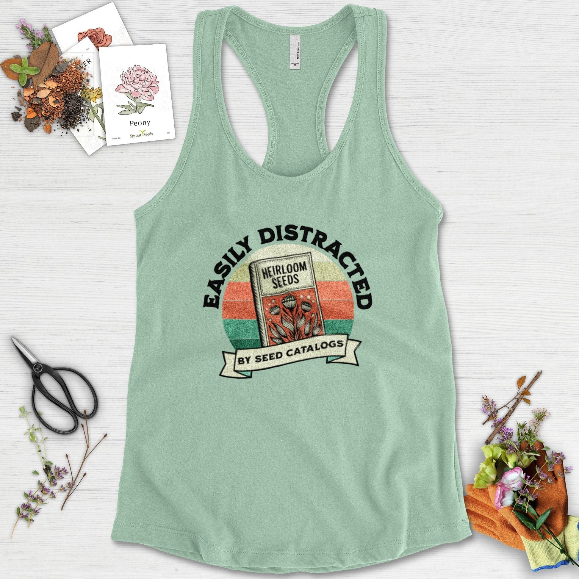 Easily Distracted By Seed Catalogs Racerback Racerback / XS / Mint Physical Item