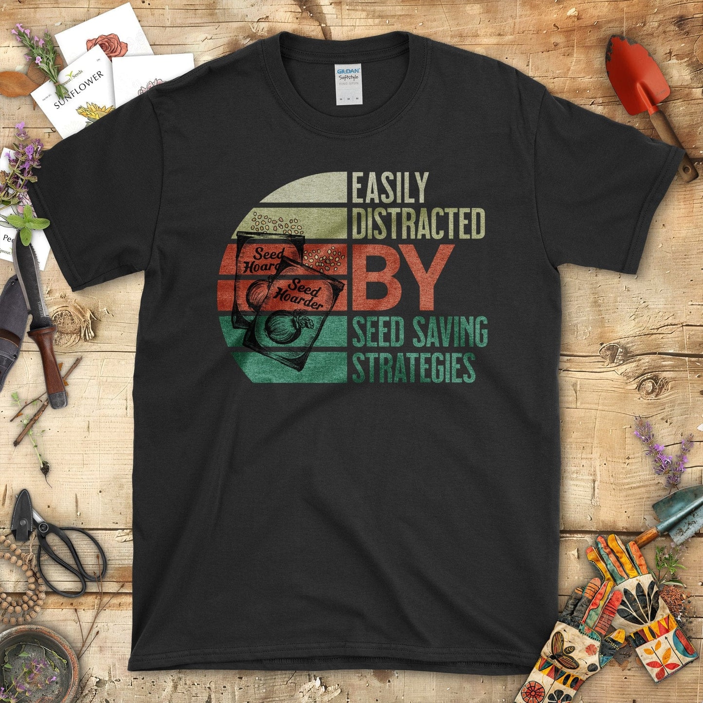 Easily Distracted By Seed Saving Strategies T-Shirt Black / S T-Shirt